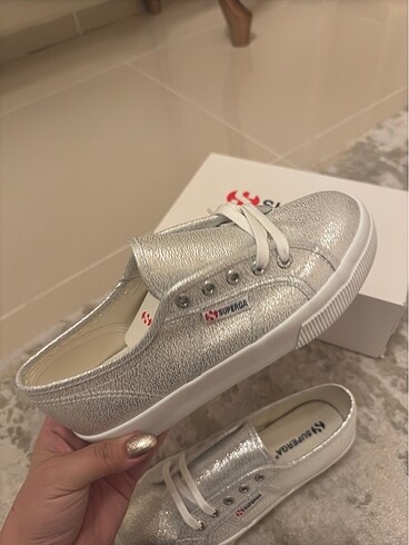 38 Beden gri Renk Superga Gümüş Ayakkabı