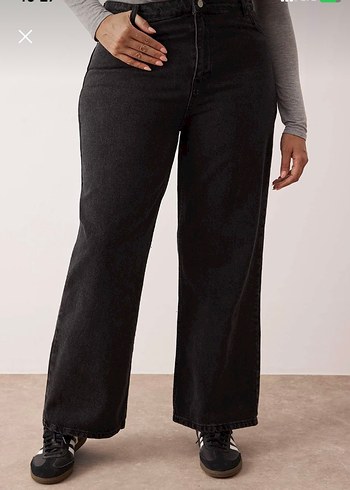 50 Beden Antrasit / Siyah yüksek bel wide leg jean