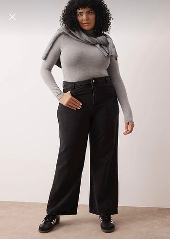 Trendyol & Milla Antrasit / Siyah yüksek bel wide leg jean