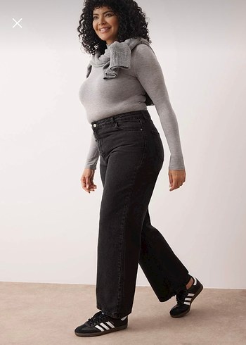 Antrasit / Siyah yüksek bel wide leg jean