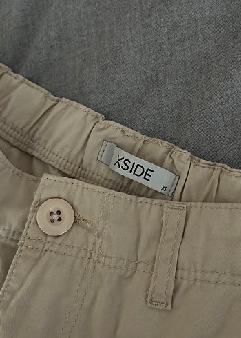 Bej Keten Rahat Kesim  Şort - Görsel 3