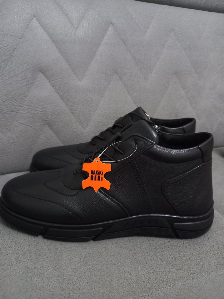 Erkek Fermuarlı Siyah deri Bot - Görsel 2