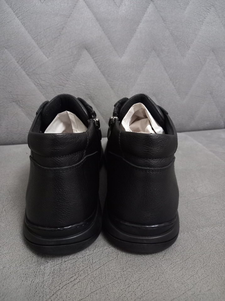 Erkek Fermuarlı Siyah deri Bot - Görsel 5