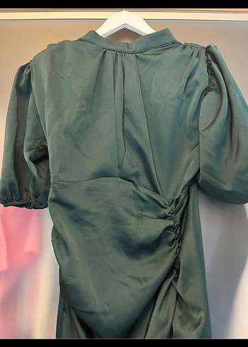 Kadın Yeşil Drapeli Uzun Elbise - Görsel 4