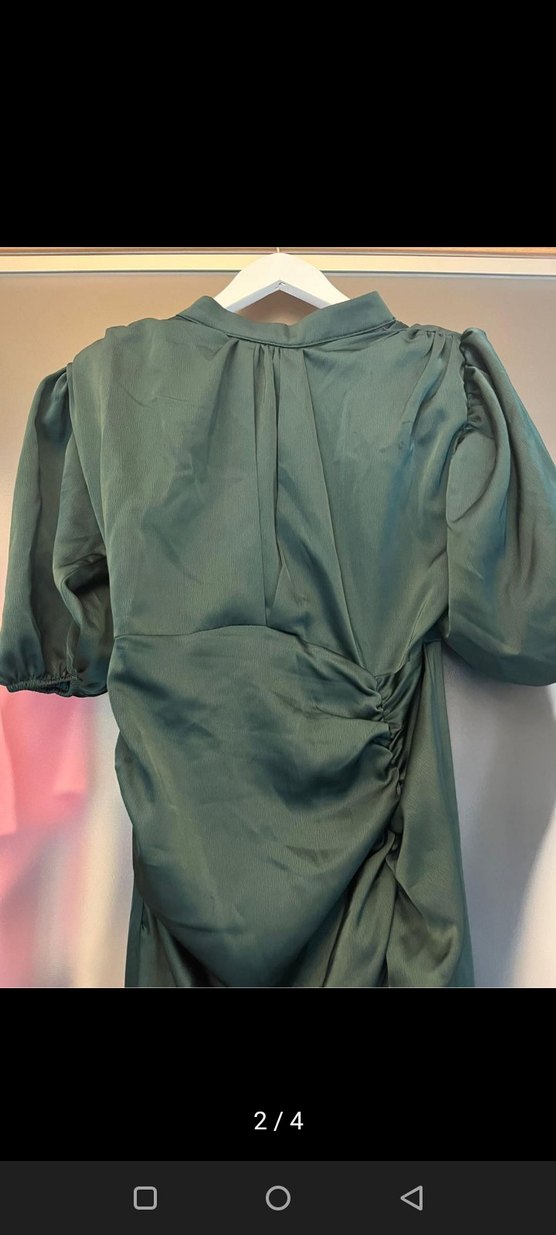 Kadın Yeşil Drapeli Uzun Elbise - Görsel 4