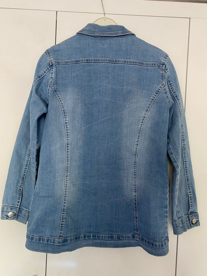 Düğmeli Mavi Kadın Denim Ceket - Görsel 3