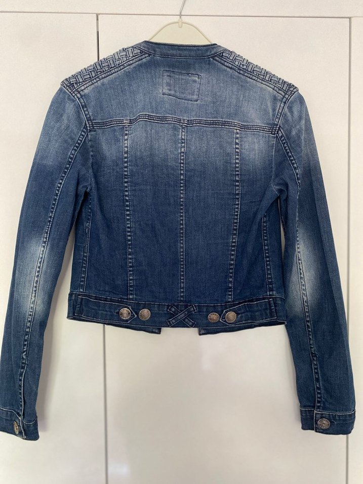 Düğmeli Mavi Kadın Denim Ceket - Görsel 2