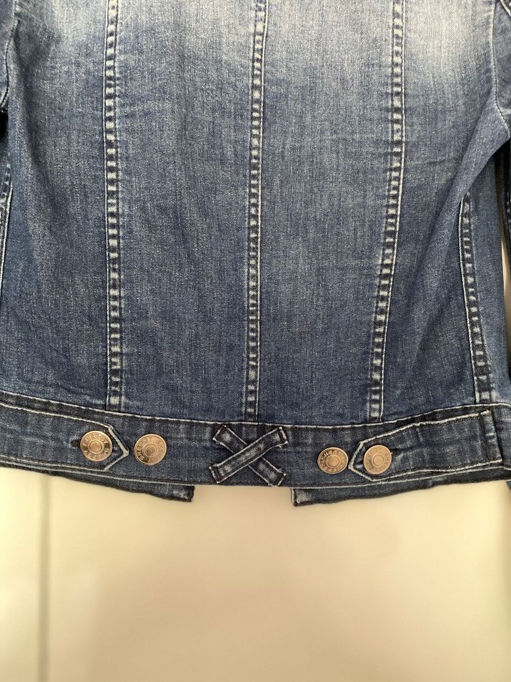 Düğmeli Mavi Kadın Denim Ceket - Görsel 4