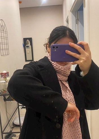 Kadın Siyah Midi Yün Kaban - Görsel 2