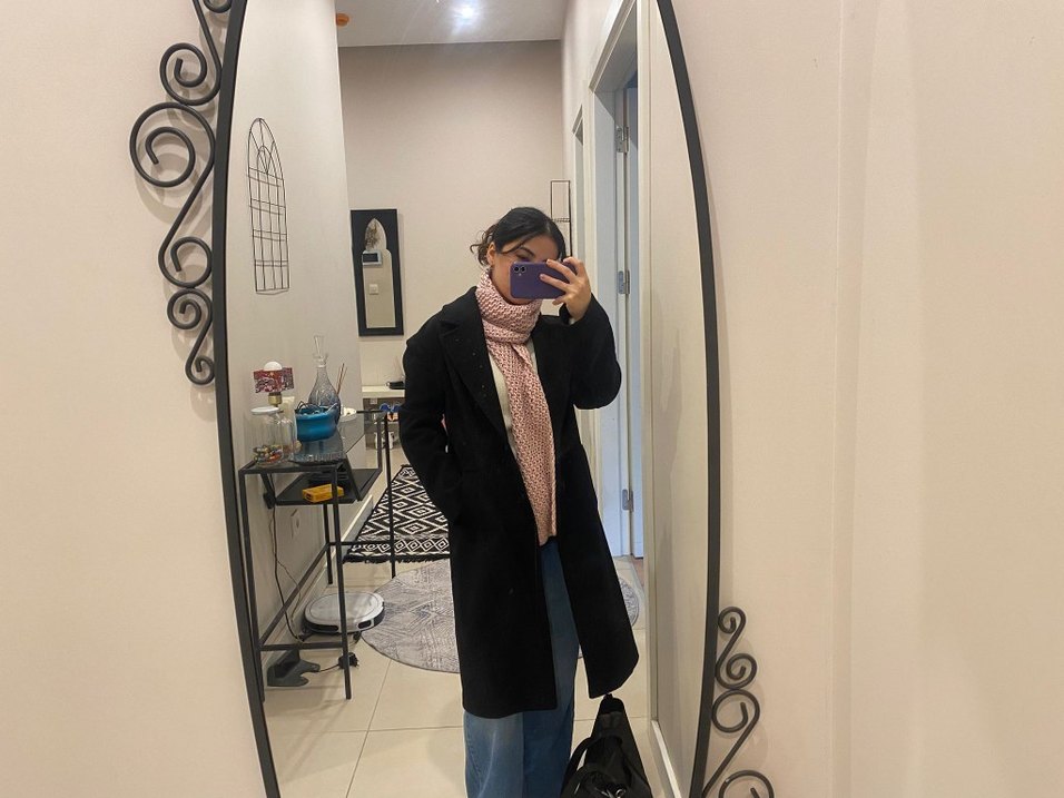 Kadın Siyah Midi Yün Kaban - Görsel 3