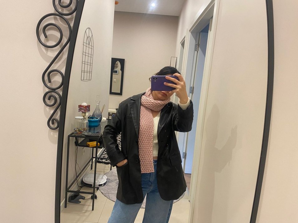 siyah  Deri Kadın Ceket Notch Yaka - Görsel 3