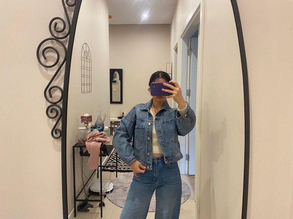 Kadın Mavi Oversize Denim Ceket - Görsel 2