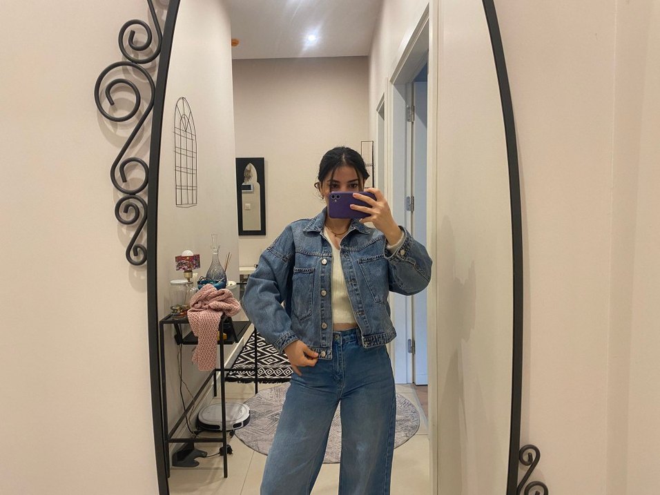 Kadın Mavi Oversize Denim Ceket - Görsel 3