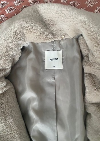 Bej Peluş Kadın Midi Kaban - Görsel 3