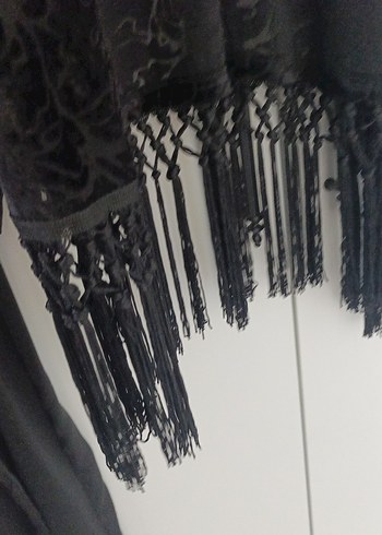 Uzun Siyah Desenli Gotik Kimono - Görsel 3