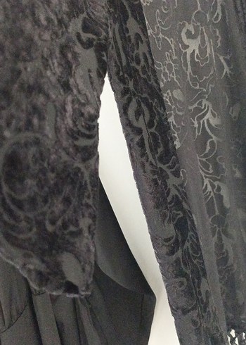 Uzun Siyah Desenli Gotik Kimono - Görsel 2