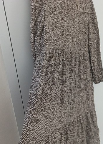 Bej Yılan Desenli Uzun Kollu Bohem Elbise - Görsel 4