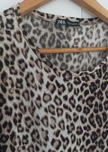 Leopar Desenli V Yakalı Uzun Elbise - Görsel 2