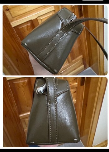 Kadın Deri Haki Omuz Çantası - Görsel 8