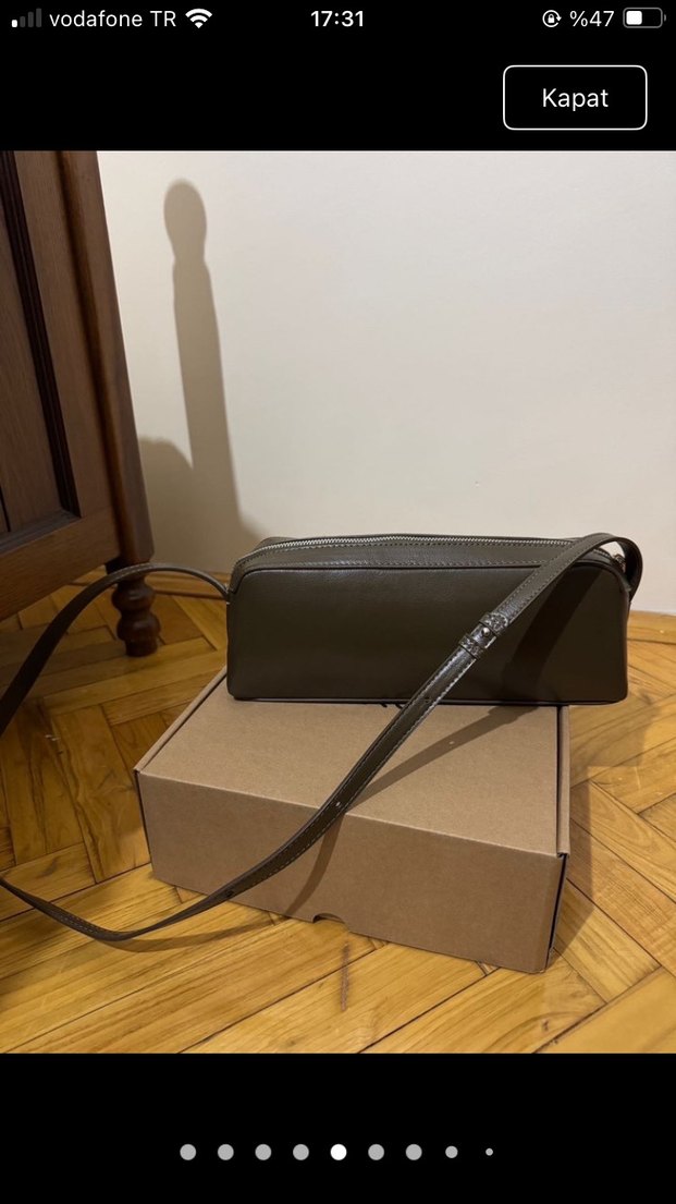 Kadın Deri Haki Omuz Çantası - Görsel 5