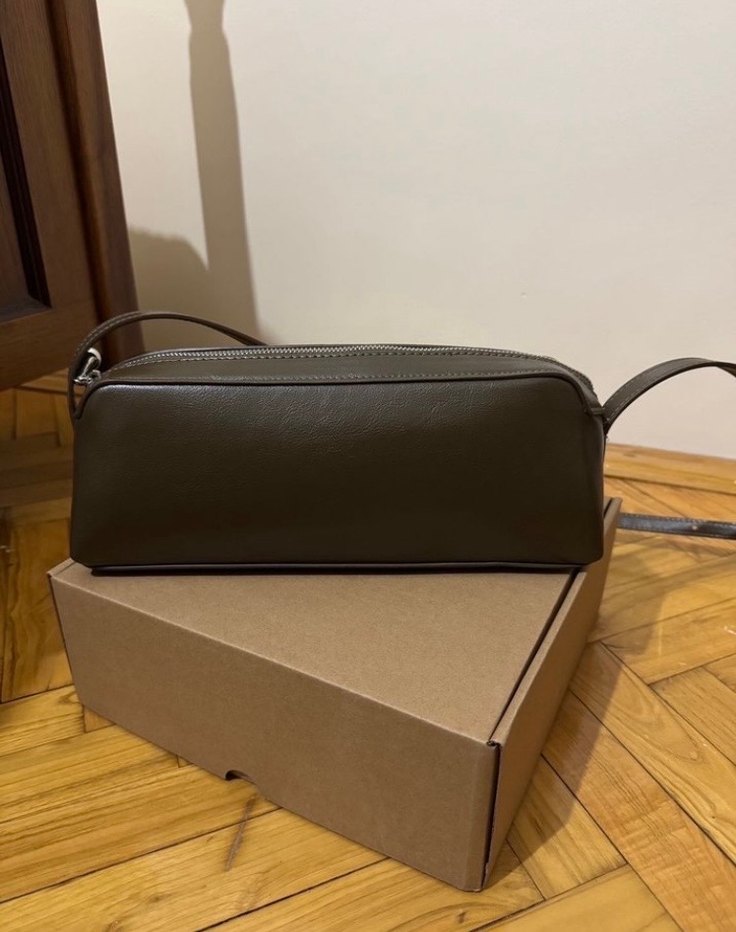 Kadın Deri Haki Omuz Çantası - Görsel 2