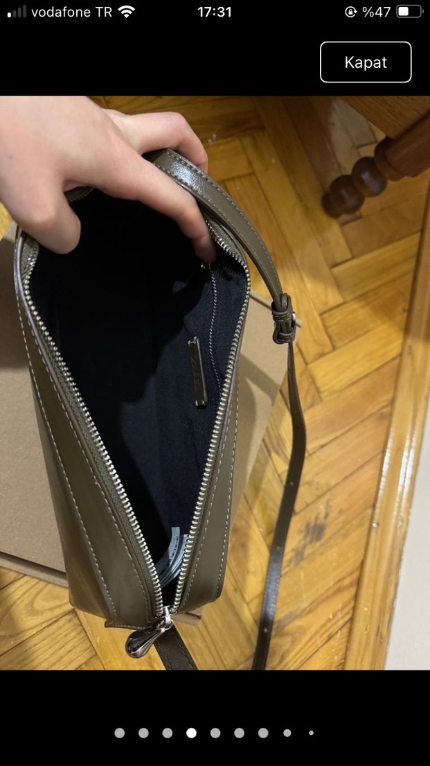 Kadın Deri Haki Omuz Çantası - Görsel 4