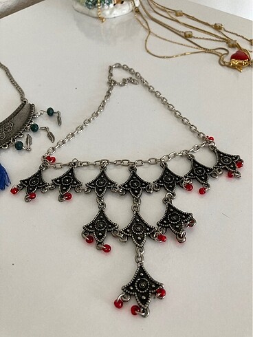 Etnik desen vintage kolye - Görsel 3