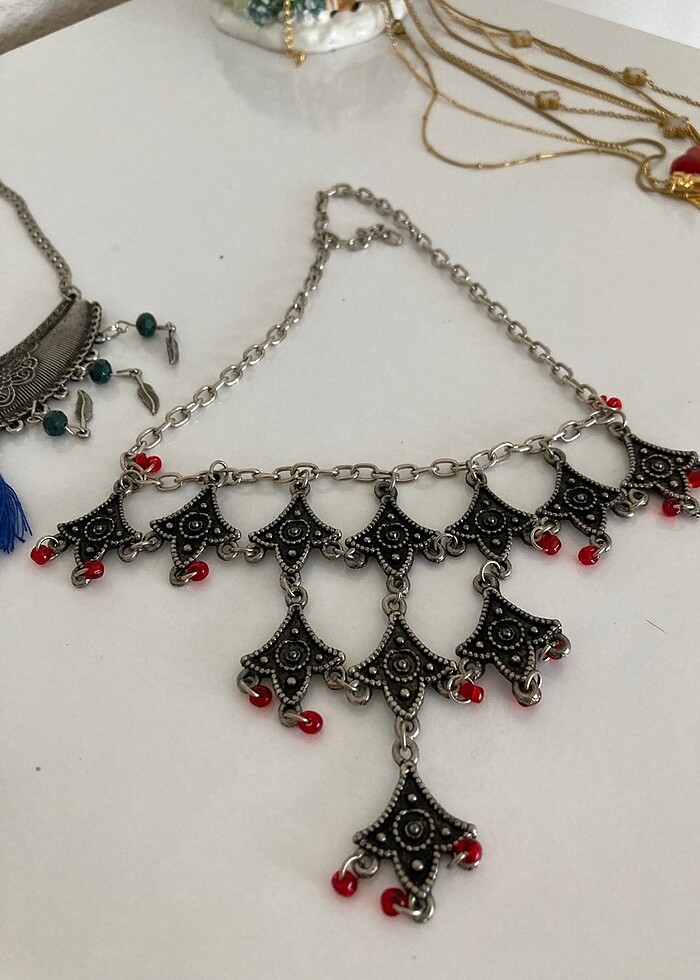 Etnik desen vintage kolye - Görsel 3