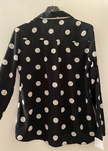Uzun Kollu Puantiyeli Siyah Gömlek - Görsel 5