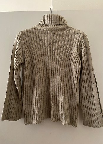 Bej Boğazlı Yün Kadın Kazak - Görsel 6