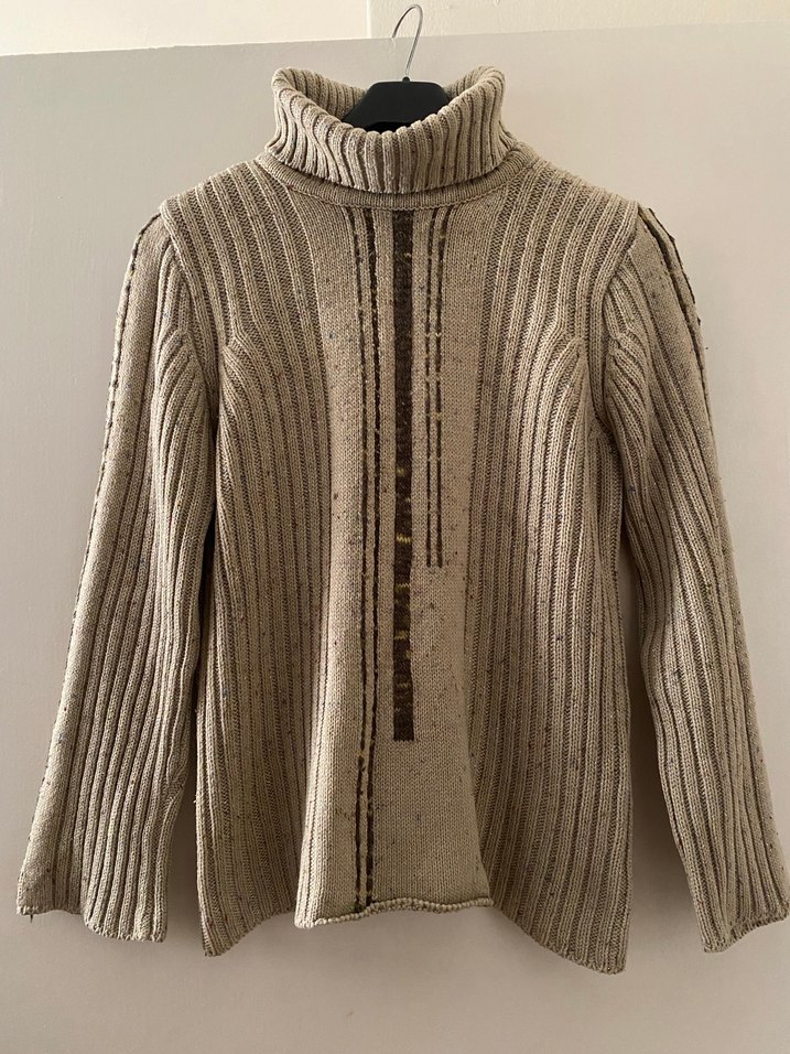 Bej Boğazlı Yün Kadın Kazak - Görsel 2