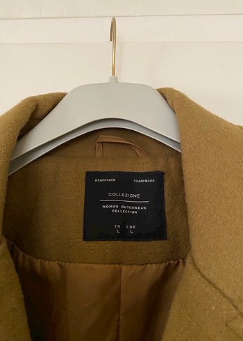 Düğmeli Bej Kaşe Midi Kadın Kaban - Görsel 7