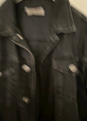 Siyah Düğmeli Kadın Kot Ceket - Görsel 7