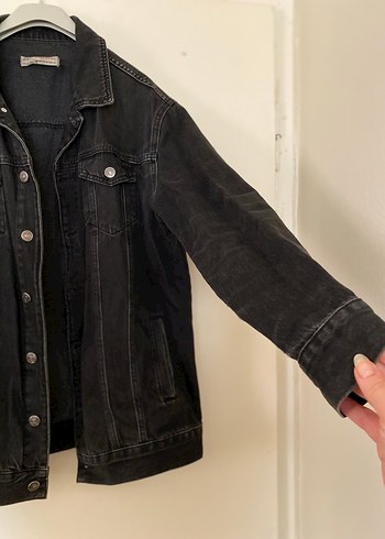 Siyah Düğmeli Kadın Kot Ceket - Görsel 4