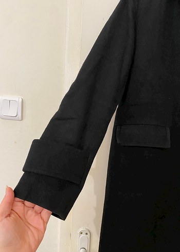 Siyah Uzun Kollu Kaşe Kaban - Görsel 3