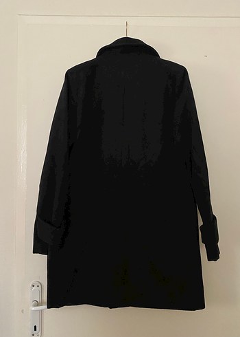 Siyah Uzun Kollu Kaşe Kaban - Görsel 10