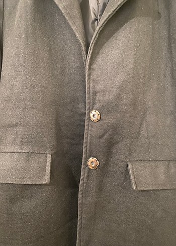 Siyah Uzun Kollu Kaşe Kaban - Görsel 6