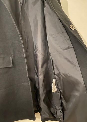 Siyah Uzun Kollu Kaşe Kaban - Görsel 9