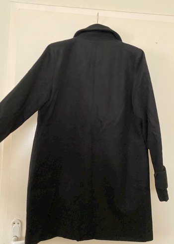 Siyah Uzun Kollu Kaşe Kaban - Görsel 11