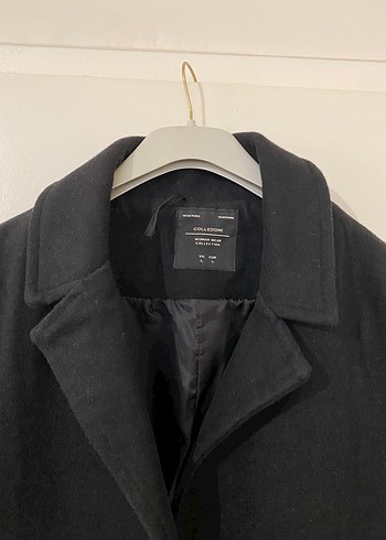 Siyah Uzun Kollu Kaşe Kaban - Görsel 8