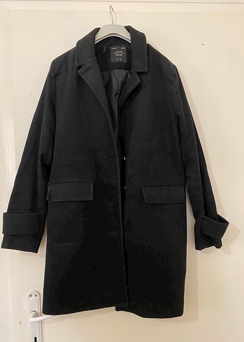 Siyah Uzun Kollu Kaşe Kaban - Görsel 2