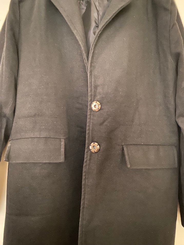 Siyah Uzun Kollu Kaşe Kaban - Görsel 5