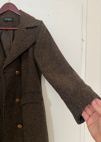 Düğmeli Kahverengi Uzun Kaban - Görsel 3