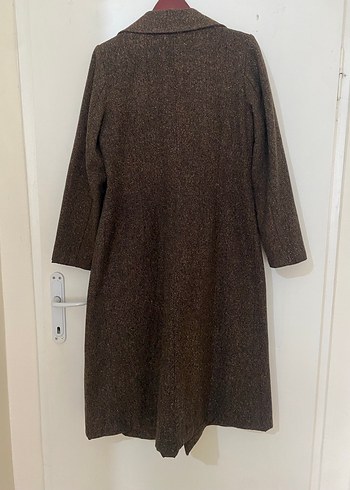 Düğmeli Kahverengi Uzun Kaban - Görsel 7