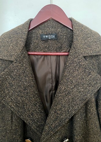 Düğmeli Kahverengi Uzun Kaban - Görsel 5