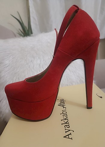 Kırmızı Stiletto Platform Topuklu Ayakkabı - Görsel 2