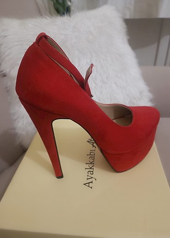Kırmızı Stiletto Platform Topuklu Ayakkabı - Görsel 4