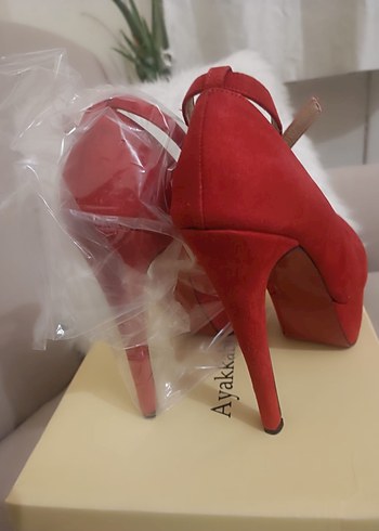 Kırmızı Stiletto Platform Topuklu Ayakkabı - Görsel 5