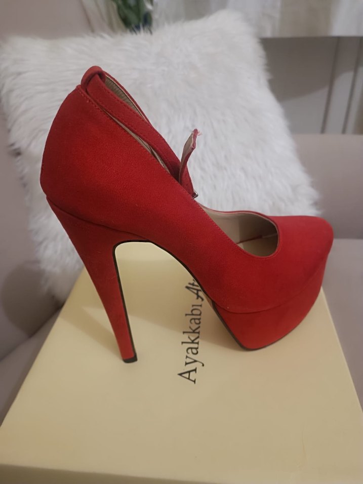 Kırmızı Stiletto Platform Topuklu Ayakkabı - Görsel 4