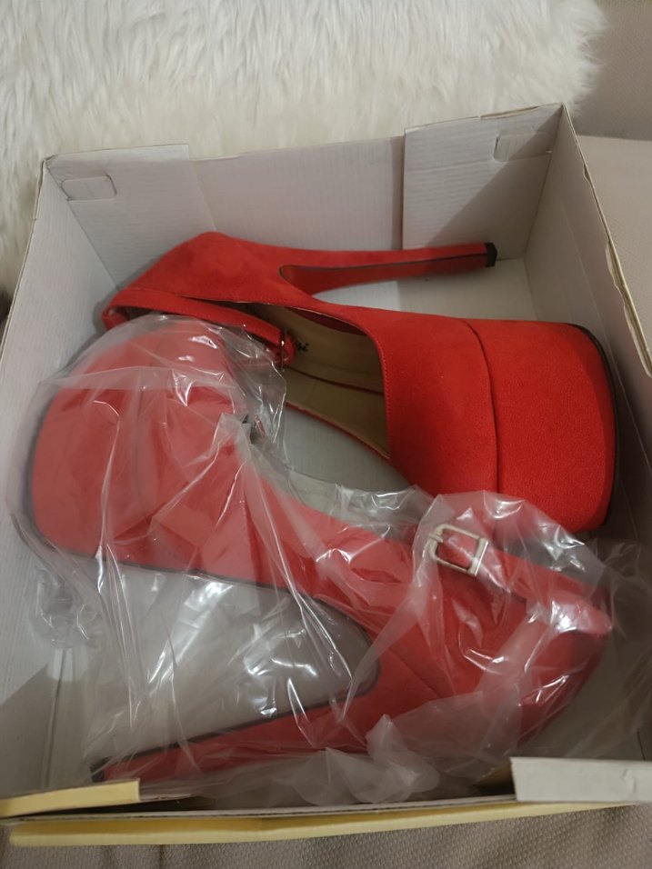 Kırmızı Stiletto Platform Topuklu Ayakkabı - Görsel 3